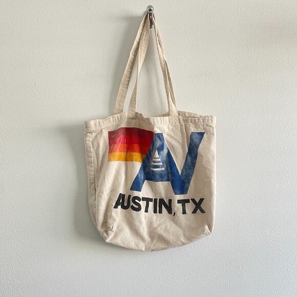 Aviator Nation Reusable Tote Bag Cotton Canvas Austin Texas Market Casual - Picture 1 of 8